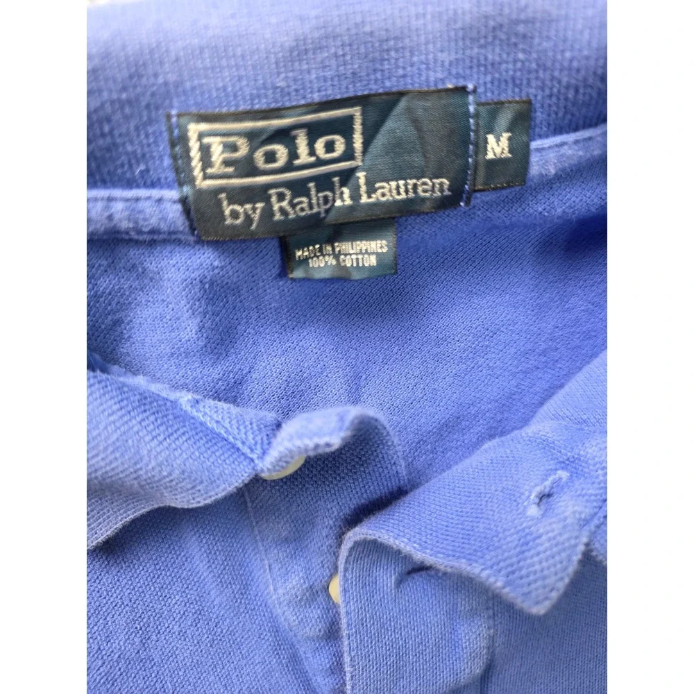 Polo Ralph Lauren Mens Blue Cotton Short Sleeve‎ Polo Shirt Size M Orange Logo
